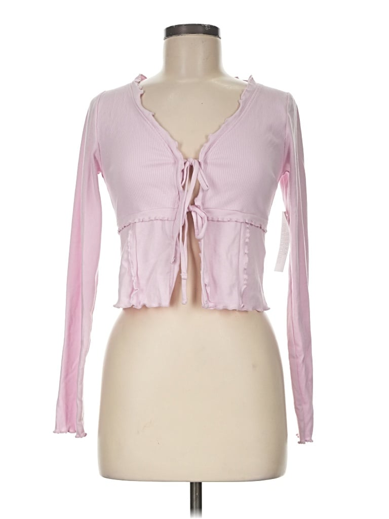Kimchi Blue Long Sleeve Top Pink Sweetheart Neckline Tops