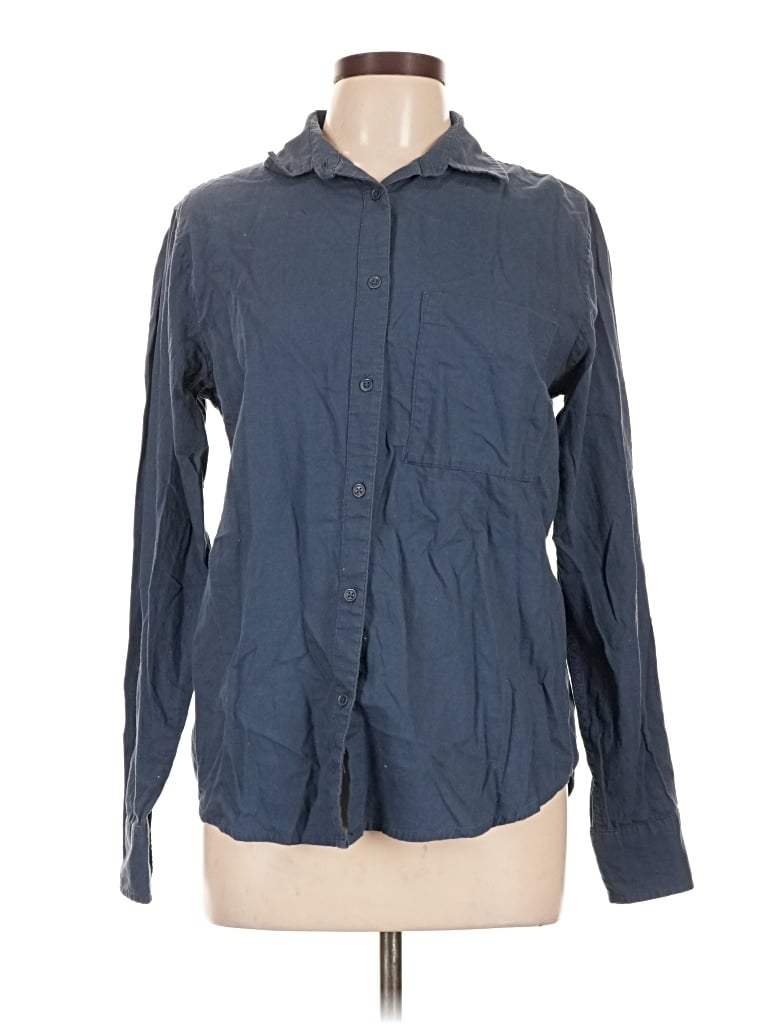 Pre-owned Pact Long Sleeve Button Down Shirt In Blue
