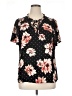 Maurices 100% Polyester Floral Black Short Sleeve Blouse Size XL - photo 1