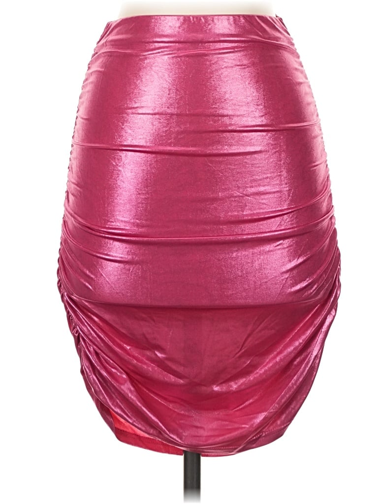 Pre-owned Finesse Faux Leather Skirt In Burgundy