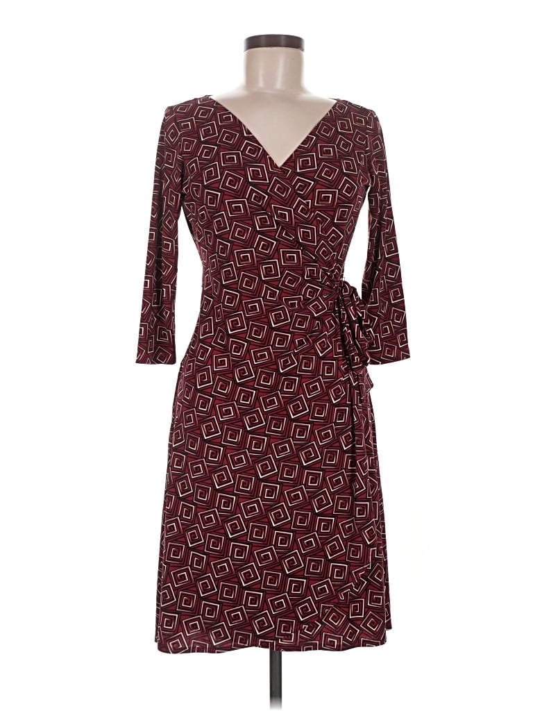Pre-owned London Times Casual Dress In Burgundy