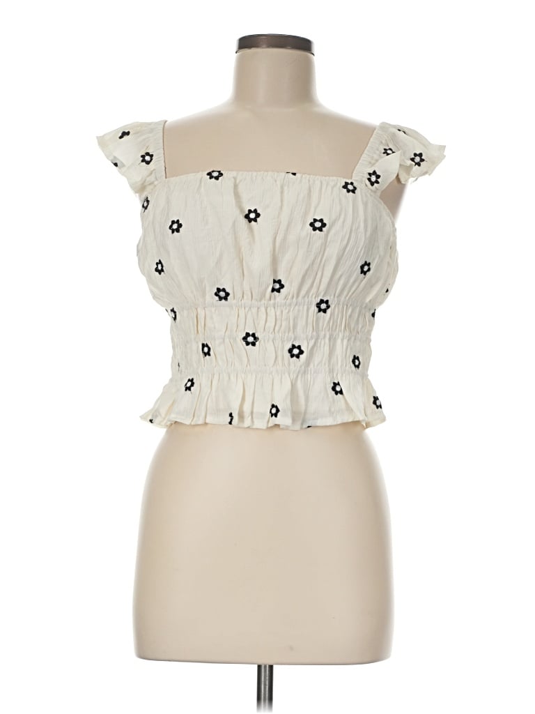 Pre-owned Hem & Thread Sleeveless Blouse In Ivory