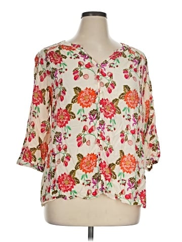 Rose + Olive 3/4 Sleeve Blouse (view 1)