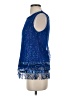 M.S.S.P. 100% Polyester Blue Sleeveless Blouse Size S - photo 5