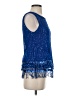 M.S.S.P. 100% Polyester Blue Sleeveless Blouse Size S - photo 4