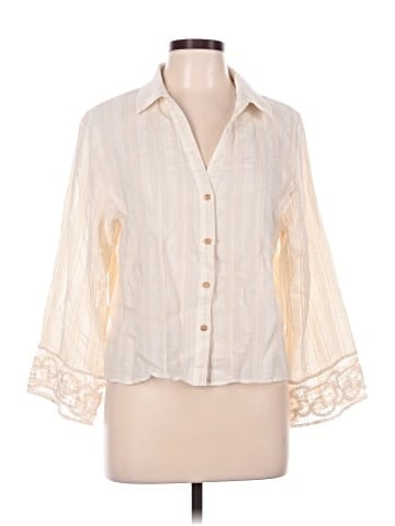 Zara 3/4 Sleeve Button-Down Shirt (view 1)