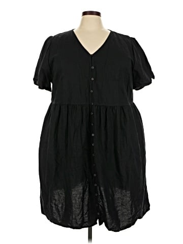 Madewell Plus Linen-Blend Alexandra Button-Front Mini Dress (view 1)