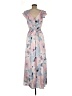 DKNY 100% Polyester Floral Blue Casual Dress Size 6 - photo 2