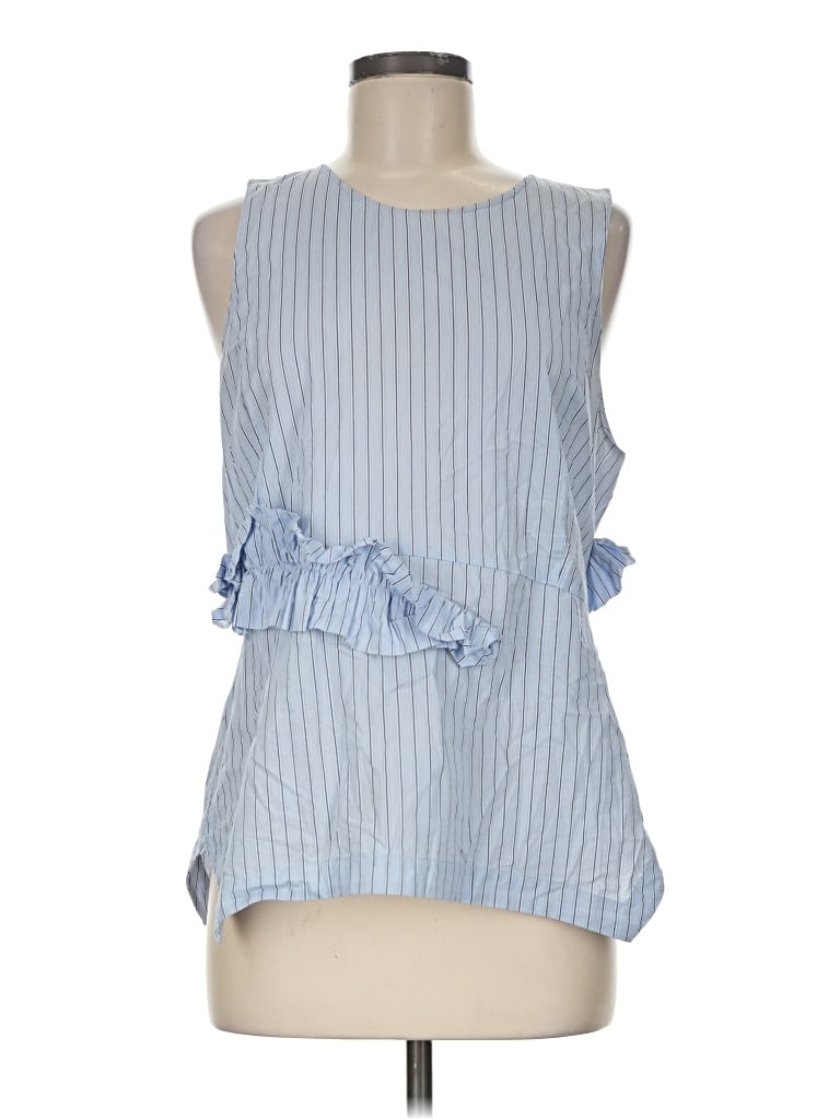 Pre-owned Trouve Tank Top Blue Ruffles Neckline Tops