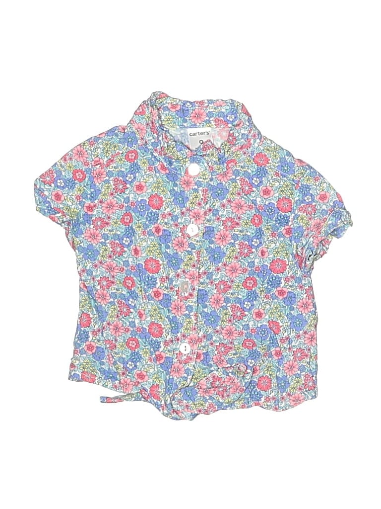 Pre-owned Carter's Kids' Short Sleeve Blouse In Blue