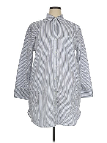 Madewell Y-Neck Relaxed Shirtdress in Stripe Sateen (view 1)