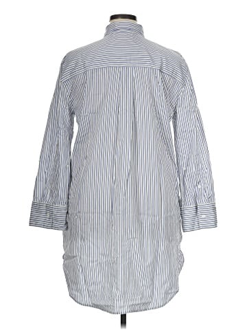 Madewell Y-Neck Relaxed Shirtdress in Stripe Sateen (view 2)