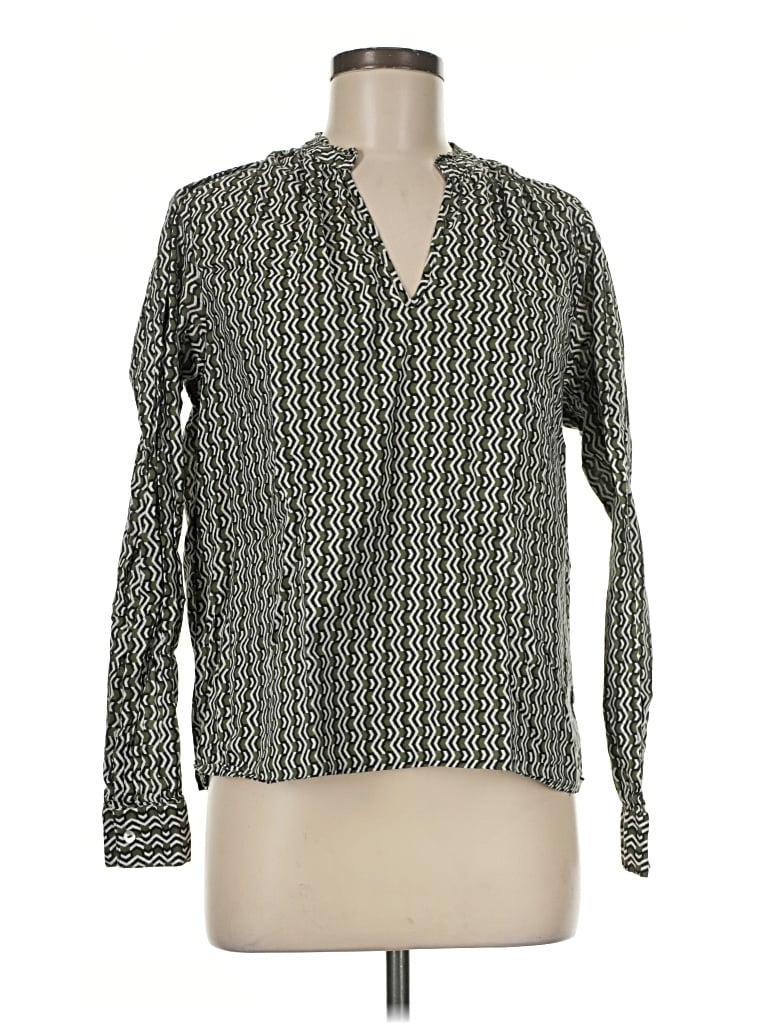 Pre-owned Calme Long Sleeve Blouse In Green