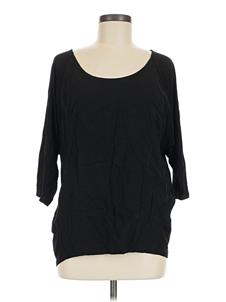 Pre-owned Lovestitch 3/4 Sleeve Top Black Scoop Neck Tops
