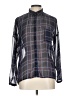 Atmosphere Plaid Blue Long Sleeve Button-Down Shirt Size 12 - photo 1