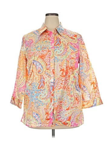 Lauren by Ralph Lauren 3/4 Sleeve Button-Down Shirt (view 1)