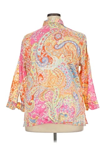 Lauren by Ralph Lauren 3/4 Sleeve Button-Down Shirt (view 2)