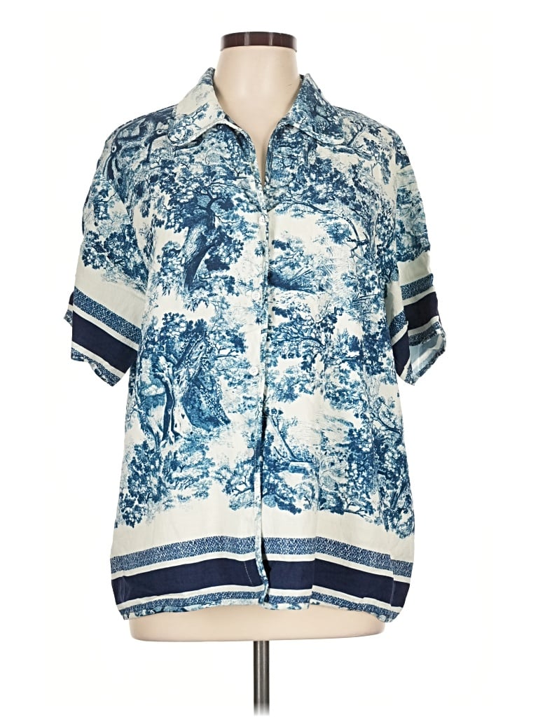 Pre-owned Commense Short Sleeve Blouse In Blue