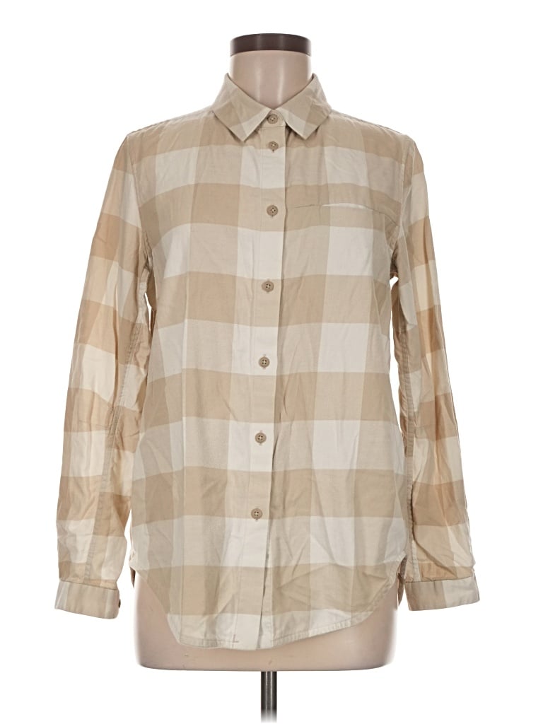 Pre-owned Lululemon Athletica Long Sleeve Button Down Shirt In Tan