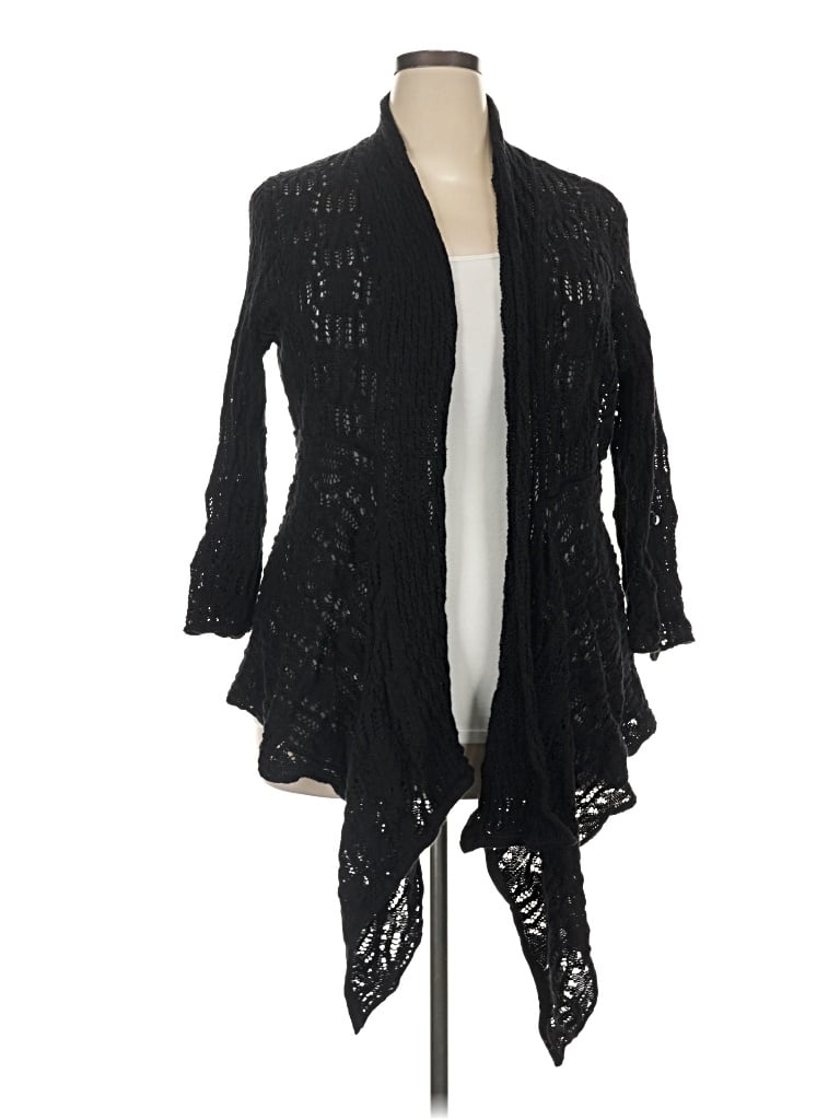 Pre-owned Woman Within Cardigan Sweater In Black