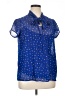 Pleione 100% Polyester Stars Blue Short Sleeve Blouse Size XL - photo 1