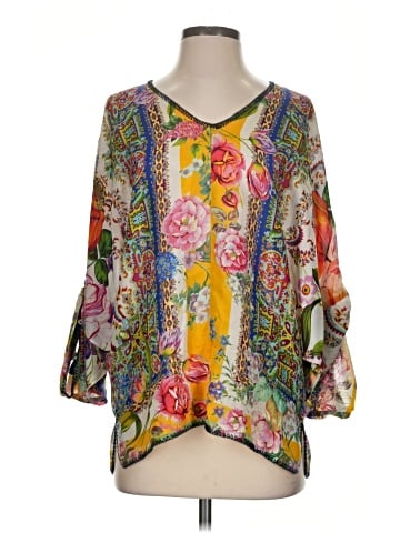 Johnny Was 3/4 Sleeve Silk Top (view 1)