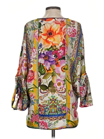 Johnny Was 3/4 Sleeve Silk Top (view 2)