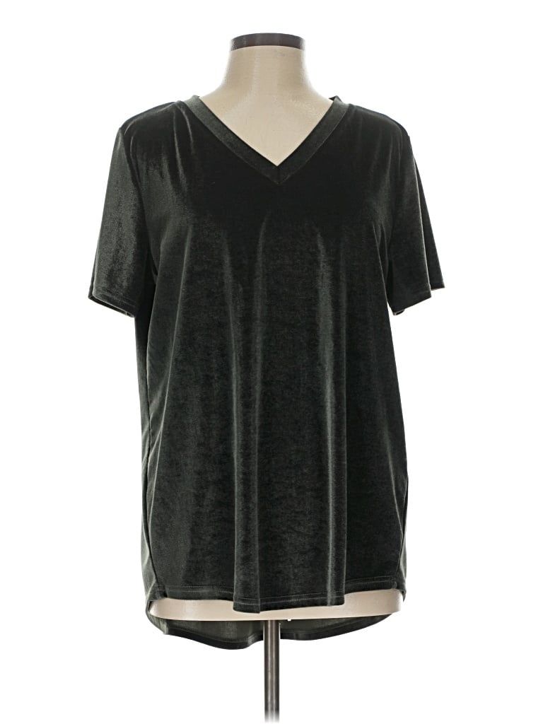 Pre-owned Amaryllis Short Sleeve Top Black V-neck Tops
