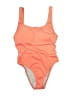 Speedo Color Block Orange One Piece Swimsuit Size 6 - photo 1
