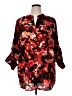 Calvin Klein 100% Polyester Floral Red 3/4 Sleeve Blouse Size 1X - photo 1