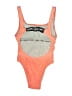 Speedo Color Block Orange One Piece Swimsuit Size 6 - photo 2