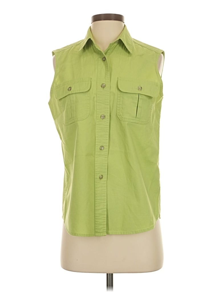 Pre-owned Cabela's Sleeveless Button Down Shirt In Green