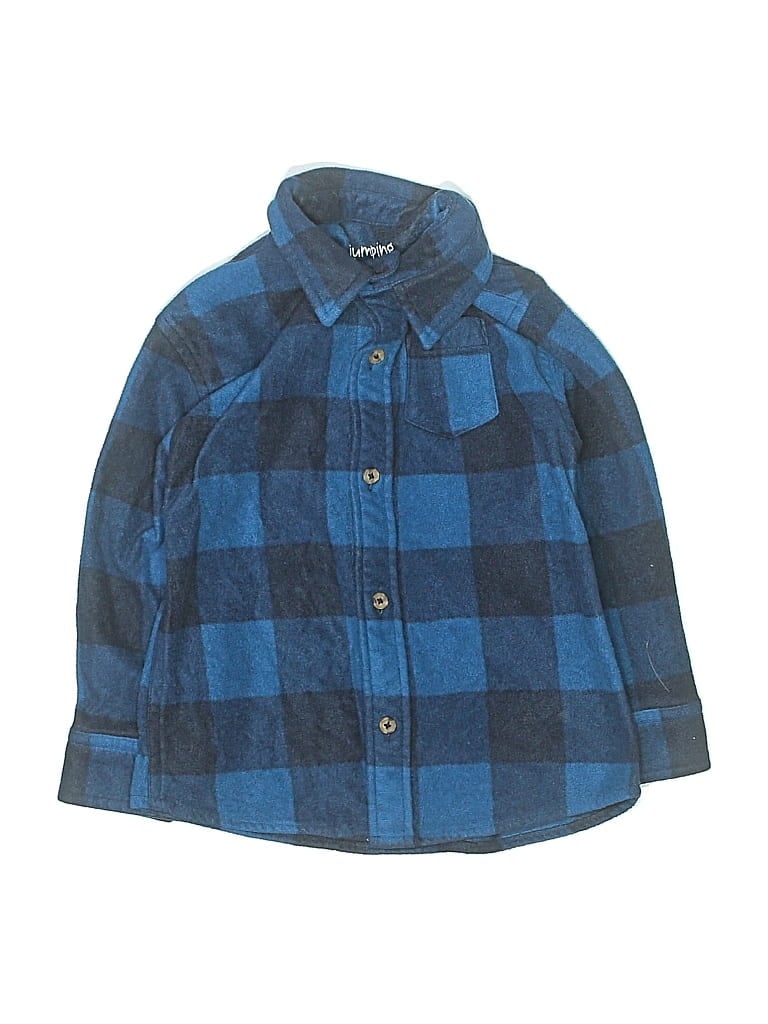 Pre-owned Jumping Beans Kids' Long Sleeve Button Down Shirt In Blue