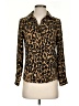 Halogen 100% Polyester Animal Print Gold Long Sleeve Blouse Size XXS - photo 1