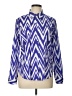 Chico's 100% Polyester Chevron-herringbone Blue Long Sleeve Blouse Size L - photo 1