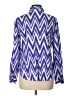 Chico's 100% Polyester Chevron-herringbone Blue Long Sleeve Blouse Size L - photo 2