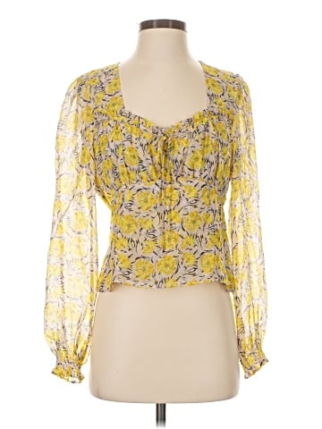 Intermix Long Sleeve Silk Top (view 1)