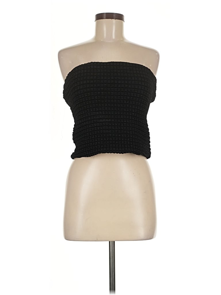 Pre-owned Miou Muse Sleeveless Top Black Strapless Neckline Tops