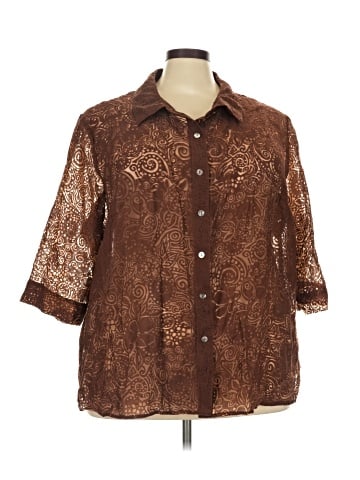 White Stag 3/4 Sleeve Button-Down Shirt (view 1)