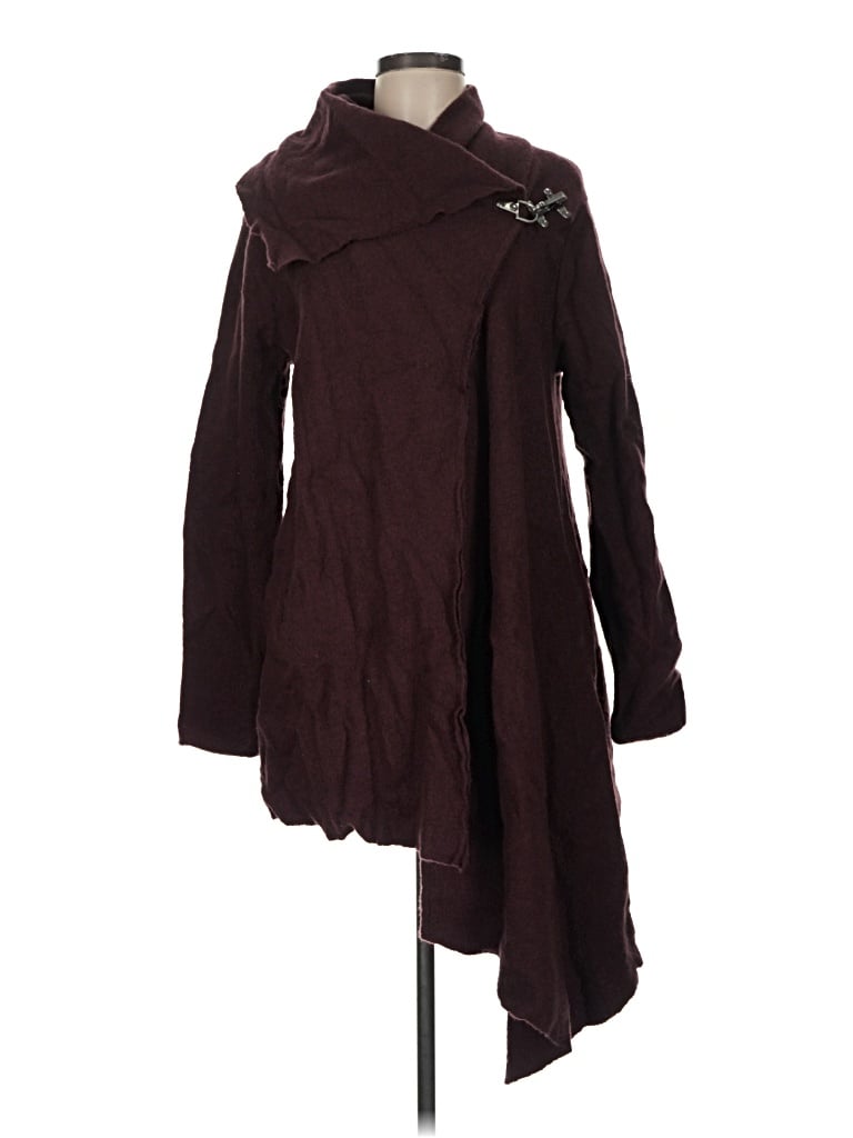 Pre-owned Garnet Hill Wool Cardigan Sweater In Burgundy