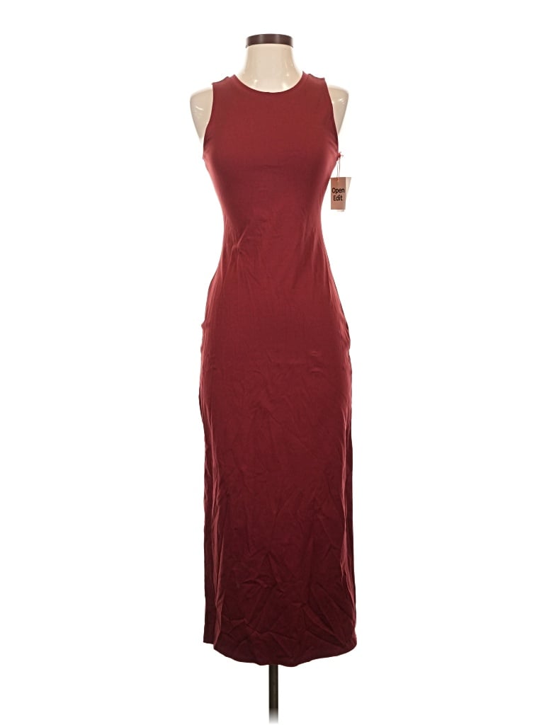 Pre-owned Open Edit Casual Dress In Burgundy
