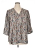 Rose + Olive 100% Polyester Gray 3/4 Sleeve Blouse Size 1X - photo 1