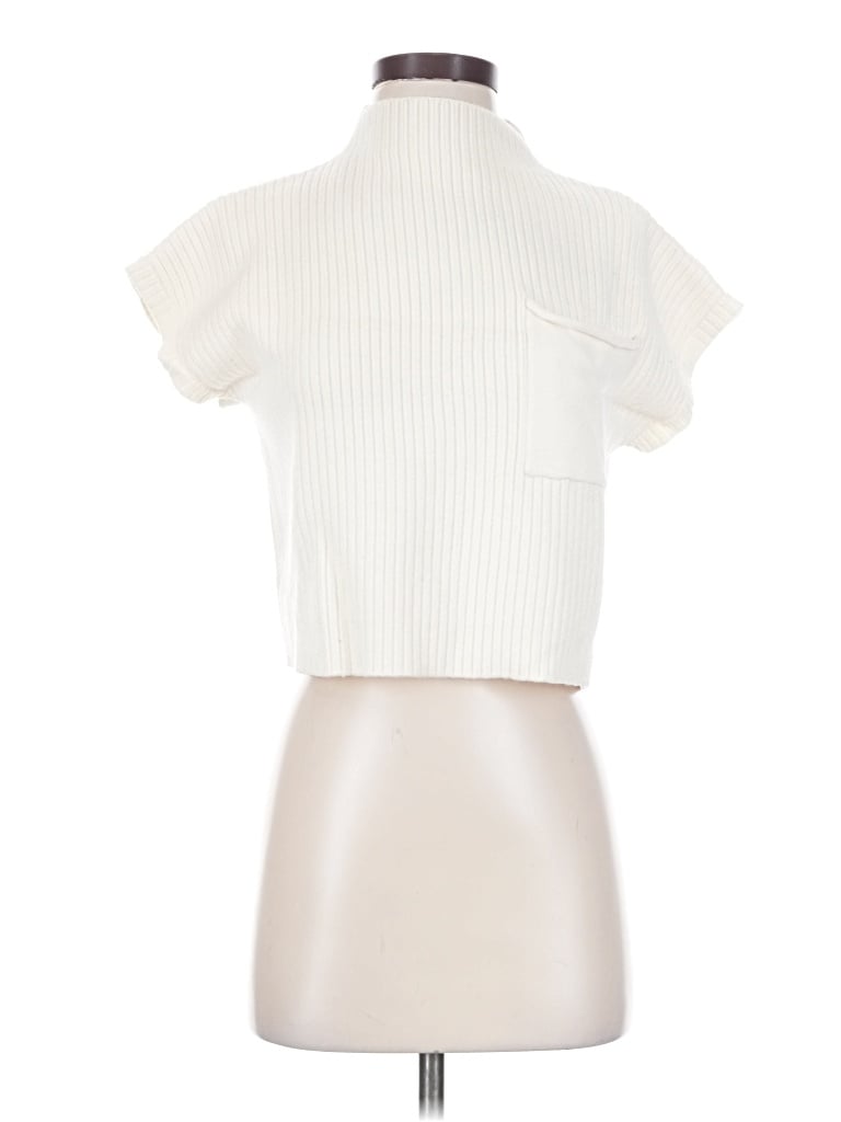 Pre-owned Vici Short Sleeve Top Ivory Turtleneck Tops