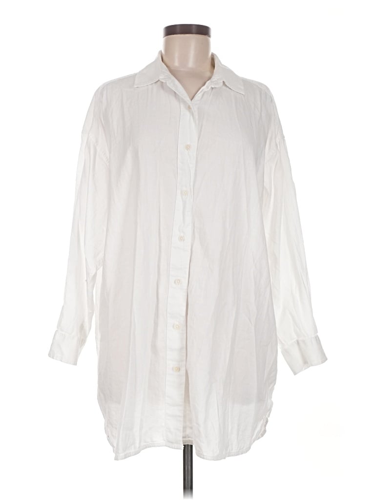 Pre-owned Pact 3/4 Sleeve Button Down Shirt In Ivory
