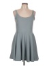 Aqua Solid Gray Casual Dress Size L - photo 1