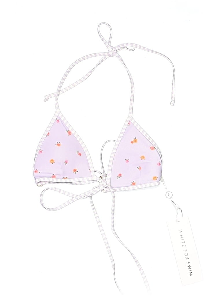 Pre-owned White Fox Swimsuit Top Pink Hearts Pattern Swimwear