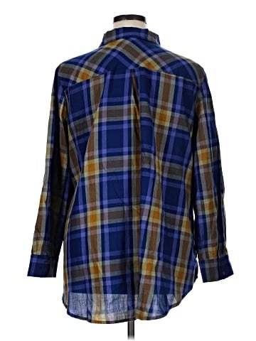LOGO by Lori Goldstein 3/4 Sleeve Button-Down Shirt (view 2)