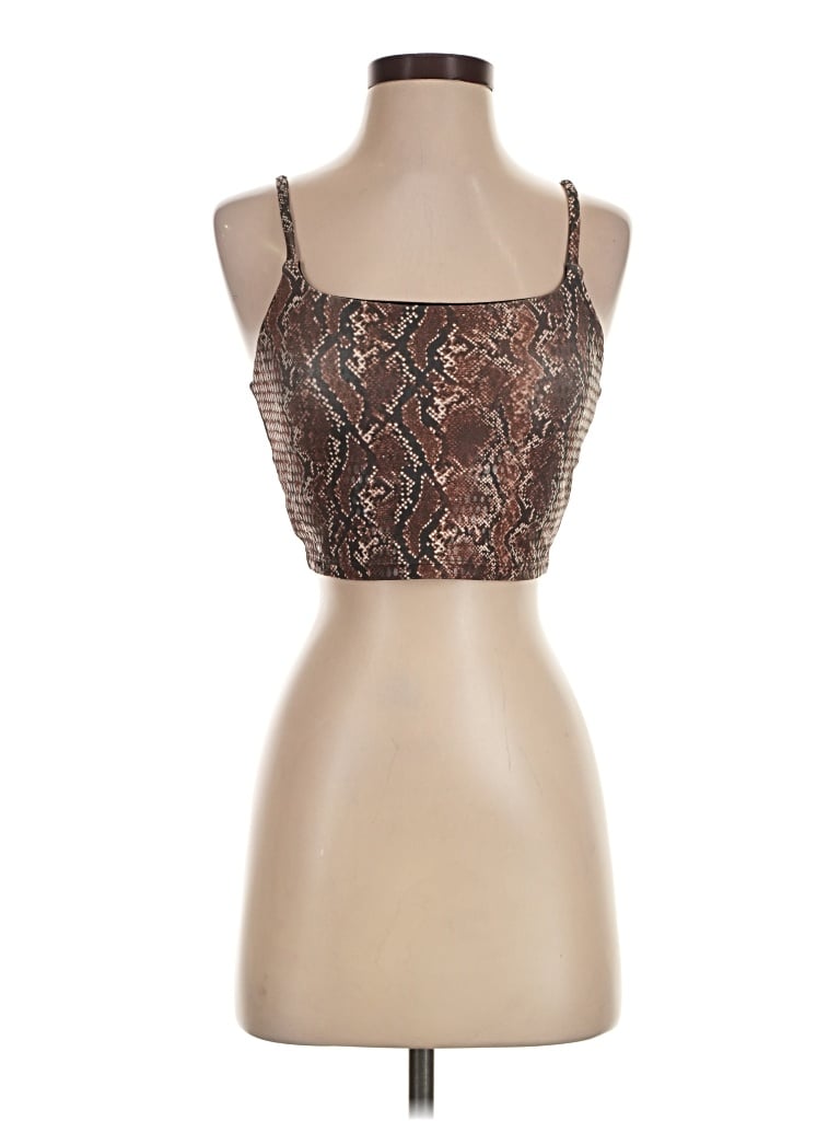 Pre-owned Carbon38 Tank Top Brown Strapless Neckline Tops