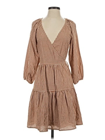 Madewell Gingham Puff-Sleeve Wrap Dress (view 1)