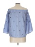 Always Indigo 100% Polyester Blue 3/4 Sleeve Blouse Size L - photo 2